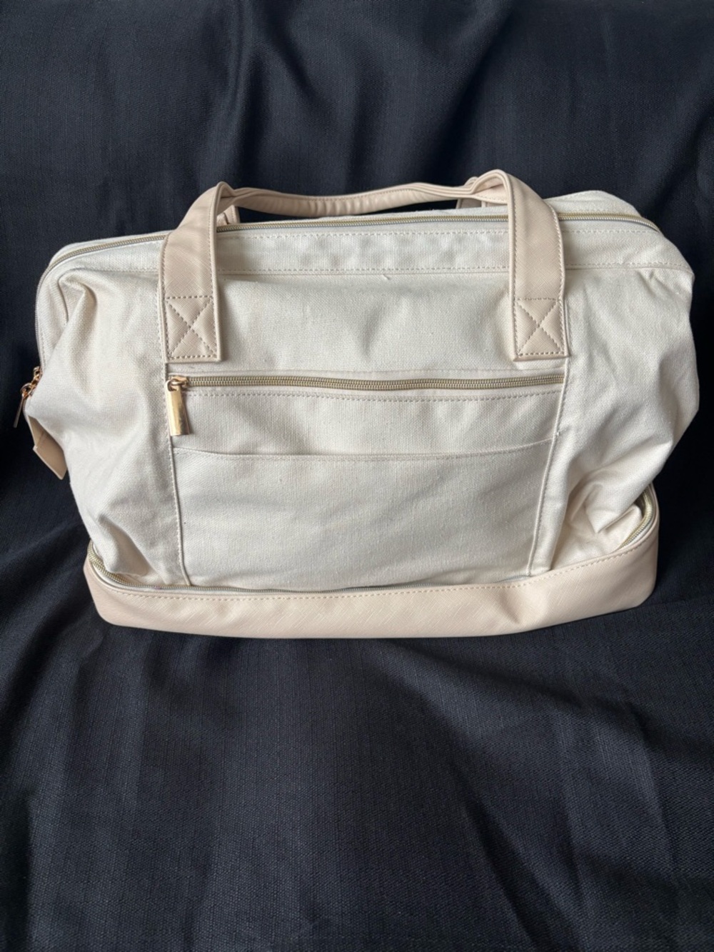 Members Mark beige/cream large canvas weekend/travel bag